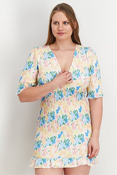 Asos Design فستان نسائي قصير بطبعة زهور، متعدد الألوان