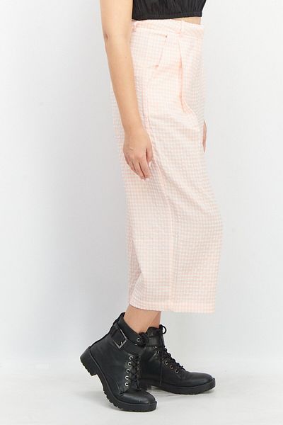 Signature 8 Women Regular Fit Gingham Palazzo Pants, Pink