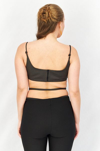 Asos Design Women Square Neck Sleeveless Crop Top, Grey