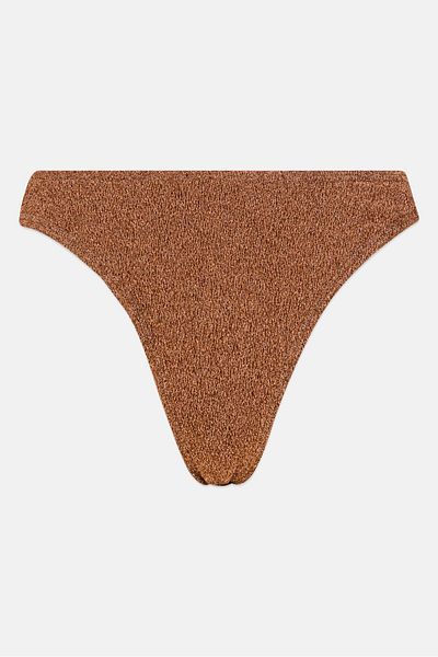South Beach Women Metallic Bikini Bottom, Rose Gold