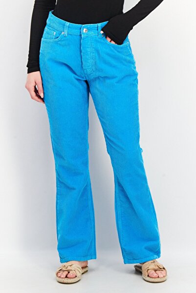 Asos Design Women Regular Fit Textured Non-Stretchable Corduroy Denim, Blue