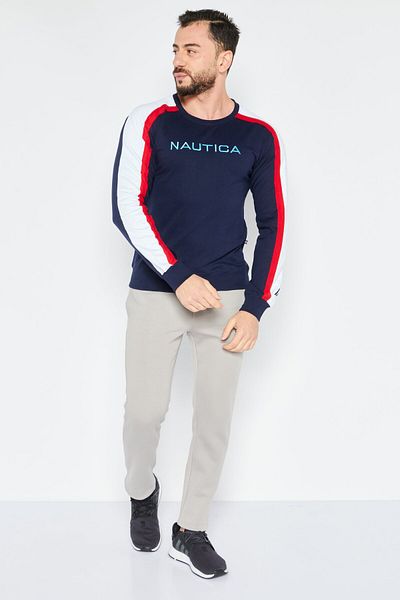 Nautica Men Sportswear Fit Outdoor Long Sleeve Sweatshirt, Navy