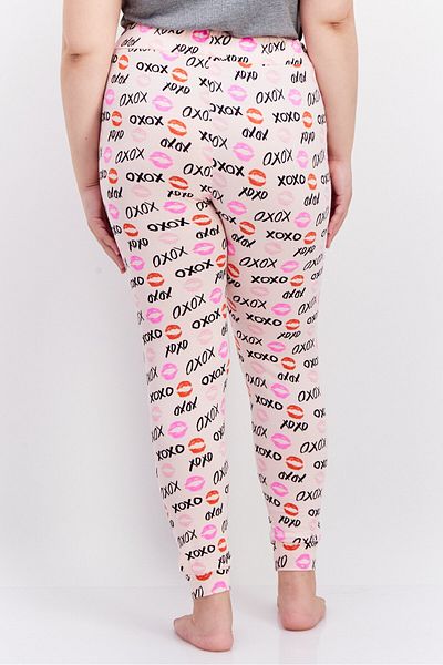 French Affair Women Allover Printed Drawstring Pajama Pants, Pink Combo