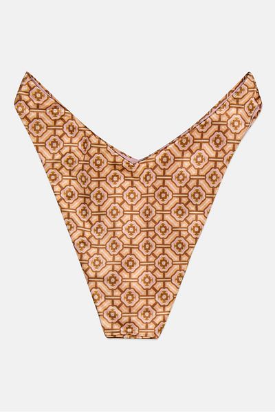 Asos Design Women 1 Peace Pull On Hipster Bikini Bottom, Tan Combo