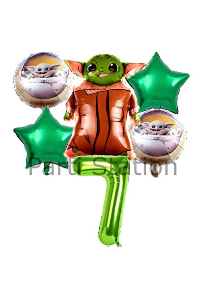 Parti Station مجموعة بالونات ستار وورز يودا ذات الأرقام الخضراء لعمر 7 سنوات،...