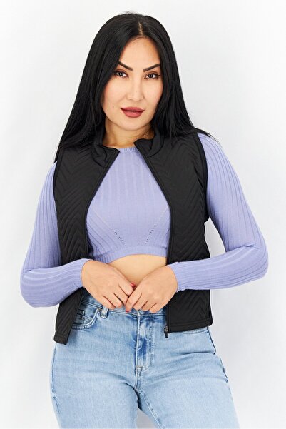 ASOS Women Textured Sleeveless Outwear Jacket, Black