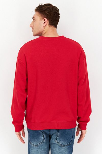 Marvel Men Crew Neck Long Sleeve Graphic Print Sweatshirt, Red
