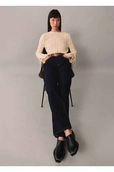 MANGO Woman Leather Shoes with Metallic Toe