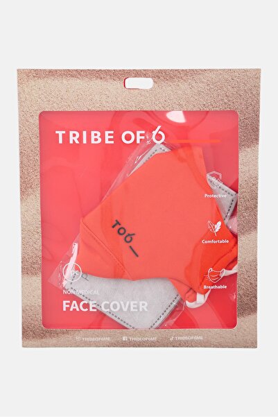 Tribe of 6 قناع وجه سادة للنساء، قطعة واحدة، برتقالي