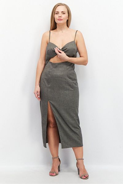 Asos Design Women Sleeveless Keyhole Tailored Midi Dress, Grey Combo