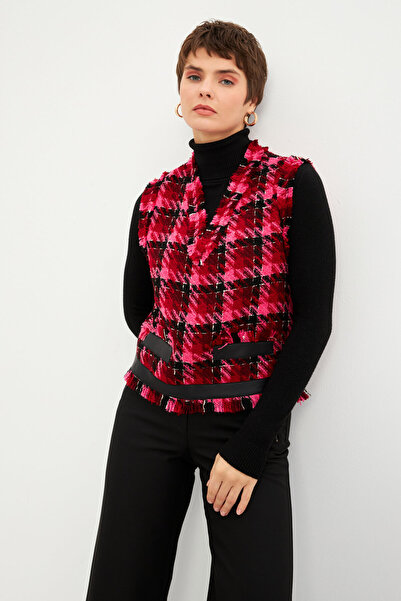 STELLA PULVIS Δερμάτινη μπλούζα με ροζ τουίντ γαρνιτούρα