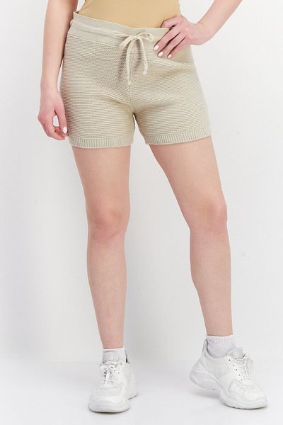 Onzie Women Solid Knitted Shorts, Beige