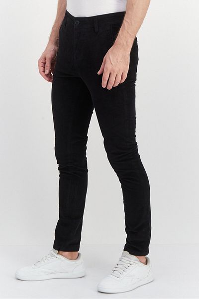 Asos Design Men Skinny Fit Ribbed Stretchable Straight Leg Pants, Black
