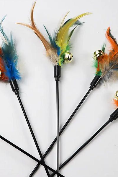 rianka Rattle Feather Cat Play Stick Helping to Throw Energy Cat Play Fishing Rod 50 cm