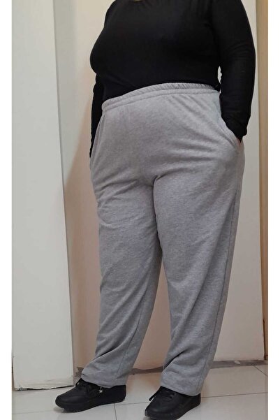 Mertcan Butik Γκρι χειμερινό αθλητικό παντελόνι - 2 κλωστές, ελαστική μέση και φόρμα