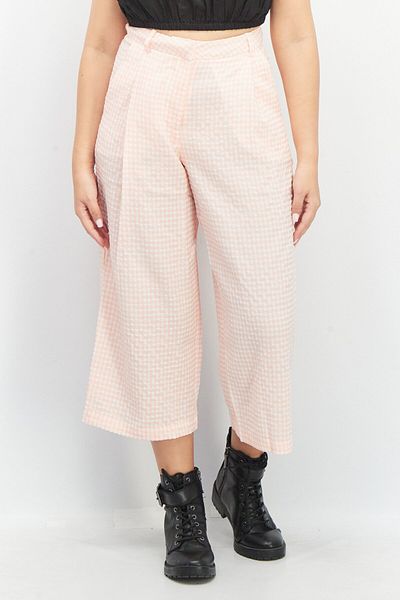Signature 8 Women Regular Fit Gingham Palazzo Pants, Pink