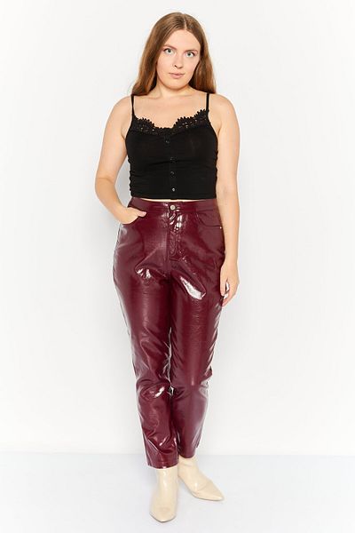 Urban Bliss Women Regular Fit Faux Leather Pants, Maroon