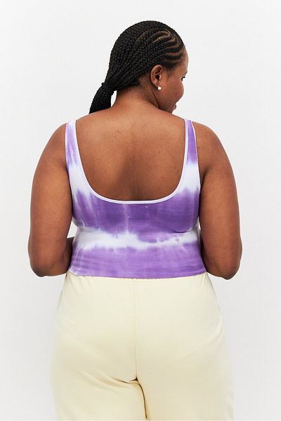 Sixth June Women Scoop Neck Sleeveless Tie Dye Tank Top, Purple Combo