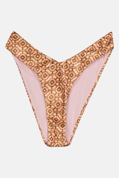 Asos Design Women 1 Peace Pull On Hipster Bikini Bottom, Tan Combo