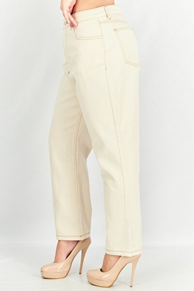 Reclaimed Vintage Women Mom Fit Heather Non Stretchable Jeans, Cream