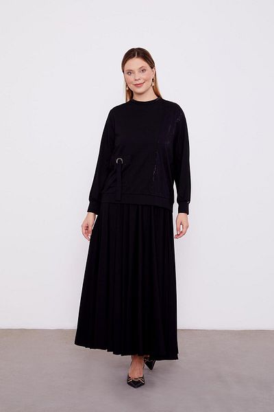 Levidor Black Varak Detailed Skirt Suit