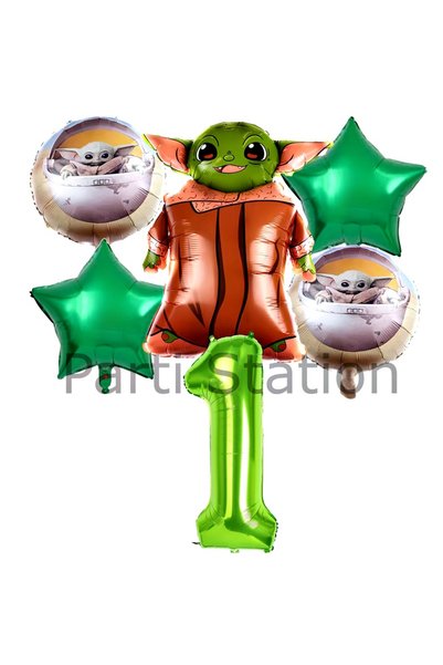 Parti Station Star Wars Yoda 1 Year Old Green Numeral Balloon Set Star Wars Y...