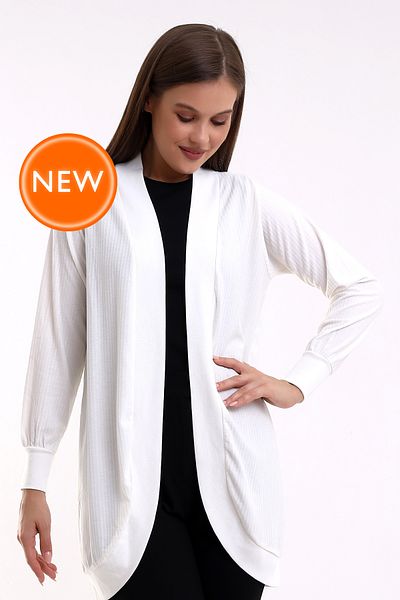 Şiir Moshi Women - Ecru Combed Italian Raglan Oval Long Sleeve Skirt and Cardigan