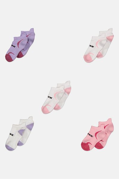 RBX Kids Girl 5 Pairs Brand Logo Socks, White