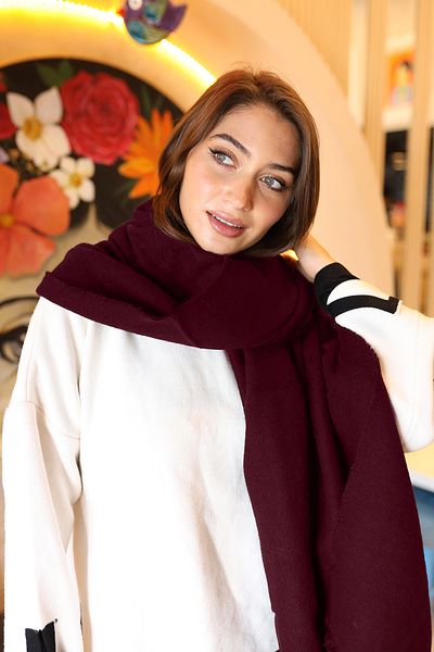 REMSA 70X180 cm Burgundy Shoulder Shawl - Soft Texture and Thick Scarf