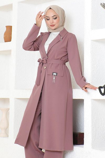 Modamihram Dried Rose Zippered Set - 19201 Model