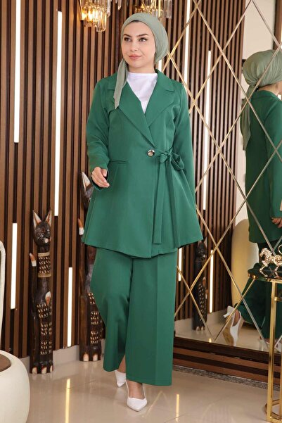 Modamihram Schärpendetailanzug Smaragd 19106
