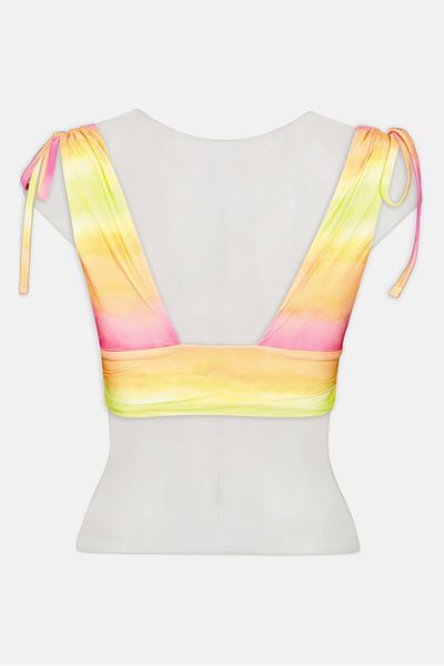 Asos Design Women Tie Dye Print Bikini Top, Lime Green Combo