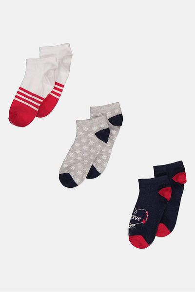 Bebe Kids Girl 3 Pair Knitted Ankle Socks, White