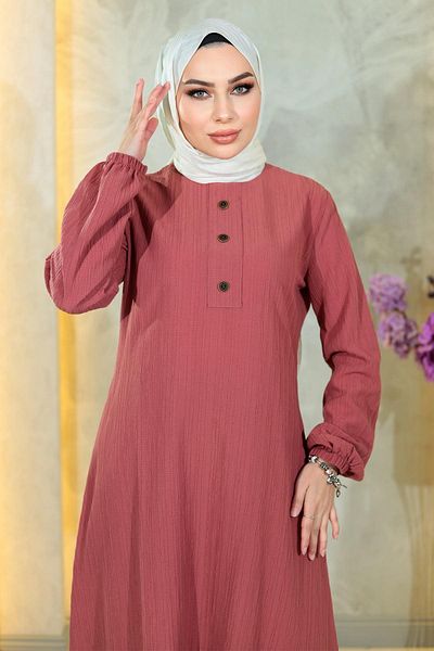 Modamihram Σετ Hijab με κουμπιά ξηρό τριαντάφυλλο 10358