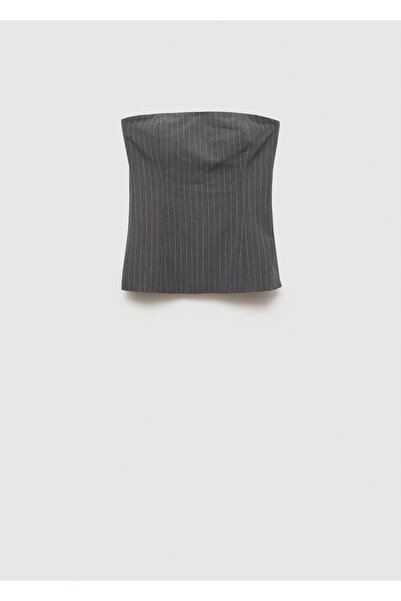 MANGO Woman Λεπτή ριγέ μπλούζα στράπλες