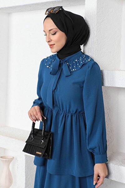 Modamihram Szoknya öltöny gyöngyökkel Indigo 19900