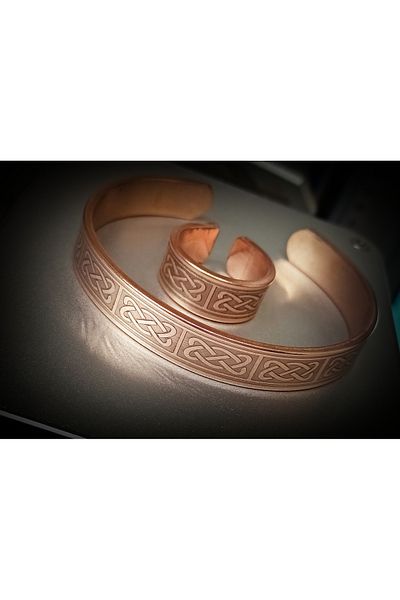 DA Cooper Design Copper Bracelet Celtic Heart Symbol Copper Bracelet - Ring Set 45 Gr