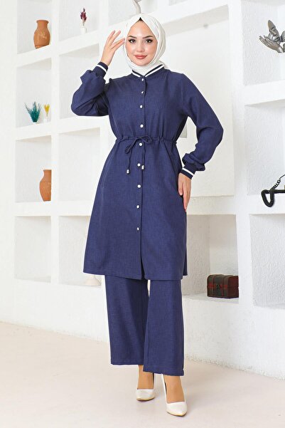 Modamihram Indigó öltöny - fűzős derék és bordás 19212