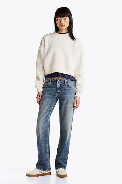 Tommy Hilfiger Women's White Teddy Crew Sweatshirt