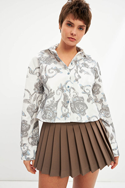 STELLA PULVIS Gray Patterned Crop Shirt