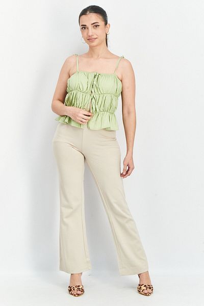 Another Reason Women Square Neck Sleeveless Textured Top, Sage Green