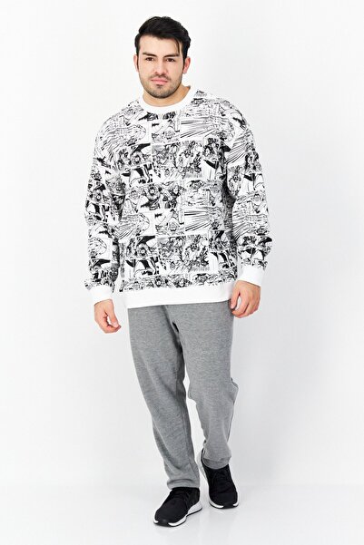 Marvel Men Crew Neck Allover Print Long Sleeves Sweatshirt, White