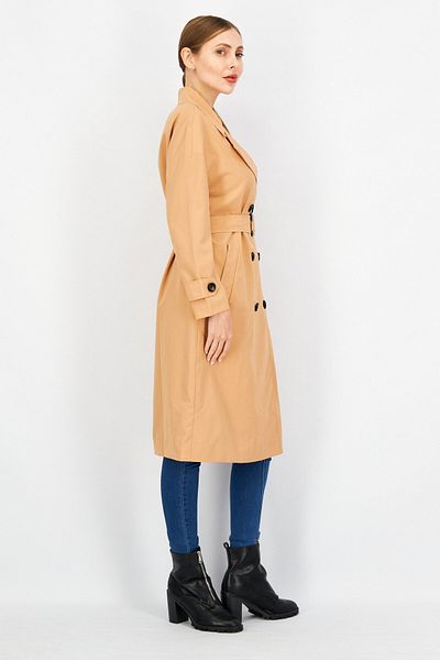 Couture Made For Vero Moda Women Notched Collar Belted Plain Trench Coat, Brown