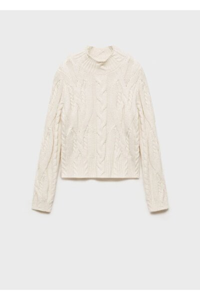 MANGO Woman Perkins yaka örgü desenli kazak