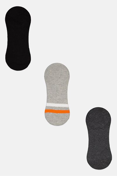 Tahari Men 3 Pair Round Invisible Socks, Grey/black Combo