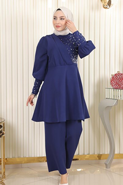 Modamihram Doppelset mit Perlen Indigo 17801