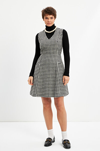 STELLA PULVIS Black Houndstooth Pocket Short Gilet Dress
