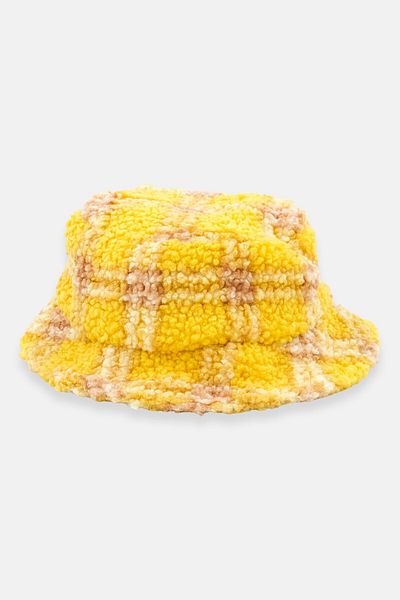 Asos Design Men Checkered Bucket Hat, Yellow Combo
