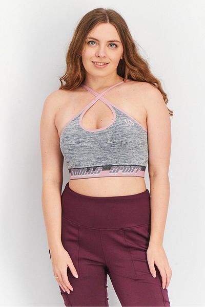 ODolls Sport Women Sportswear Fit Crew Neck Sleeveless Crop Top, Grey