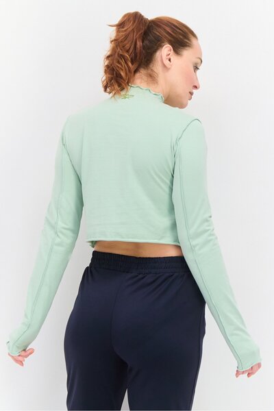 Reebok Women Sportswear Fit Embroidered Logo Outdoor Top, Sage Green